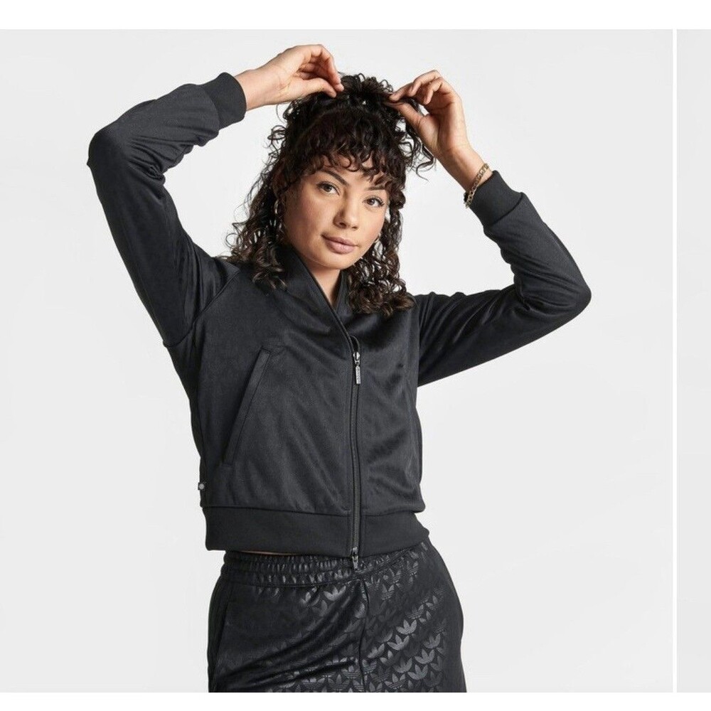 Adidas Women Med Black Adidas Graphic Print Full Zip SST Track Top PB Jacket XS